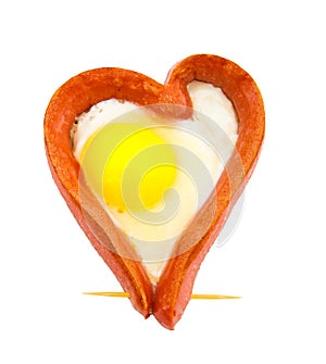 Fried sausage in the form of heart