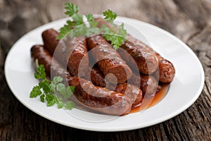 Fried sausage with lamb