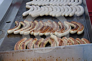 Fried sausages at a Christmas market in the Salzkammergut