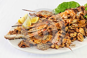 Fried seafood, mixed fry fish photo