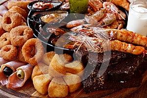 Fried Seafood platter closeup