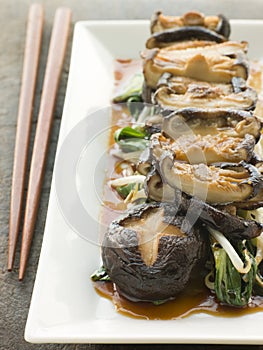 Fried Shitake Mushrooms with Shoyu Pac Choi and Be