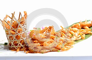 Fried Shrimp in a bamboo basket