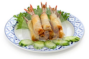 Fried shrimp spring rolls, thai cuisine photo