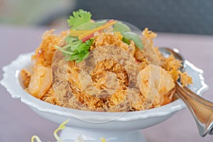 Fried shrimp thai style in deck