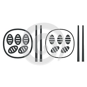 Fried Silkworm Beetles line and solid icon, asian food concept, korean beondegi vector sign on white background, outline photo