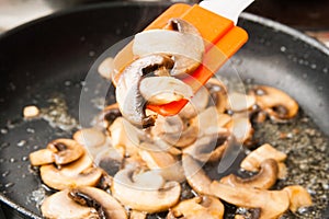 Fried sliced mushrooms