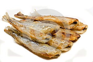 Fried small smelt fish photo