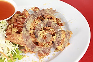 The Fried soft shell crab with garlic