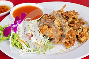 The Fried soft shell crab with garlic