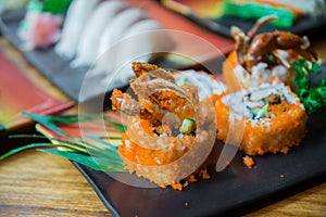 Fried soft shell crab sushi