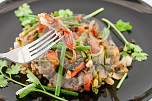 Fried softer crab with black peper, Thai seafood style