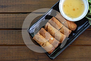 Fried spring rolls are Vietnamese food that Thai people like to eat. Spring roll pastry made from rice flour, which is famous in