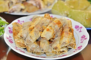 Fried spring rolls for year end party in each Vietnamese family in the lunar new year