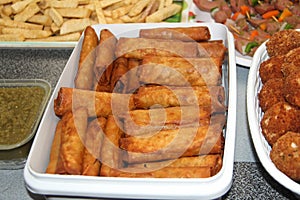 Fried springs rolls. deep fried spring rolls.