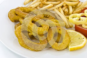 Fried squid with french fries