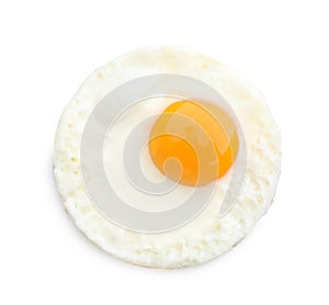 Fried sunny side up egg on white background photo