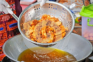 Fried Sweet Potatoes in Colander