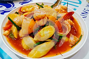 Fried sweet and sour shrimp. Thai Food