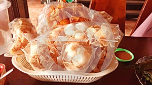 Fried tapioca crackers or Kerupuk Singkong.