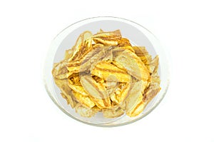 Fried thinly sliced banana chip flavoured BBQ