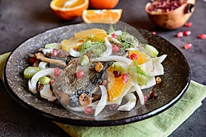 Fried trout fillets with salad