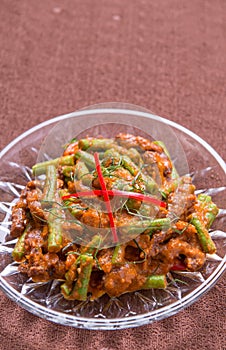 Fried vegetable dish and pork