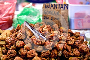 Fried Wantan - traditional asian street food. Asian, Indian and Chinese street food photo