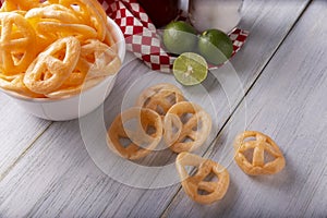 Fried wheat flour snacks photo