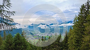 Mountain landscape near Telfs in tirol austria with a cloudy sky photo