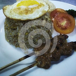 Friedrice with chicken satay