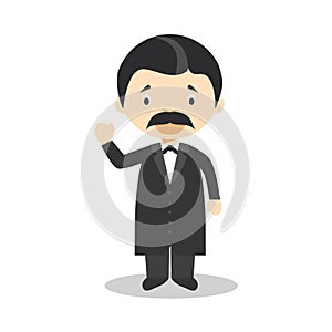 Friedrich Nietzsche cartoon character. Vector Illustration.