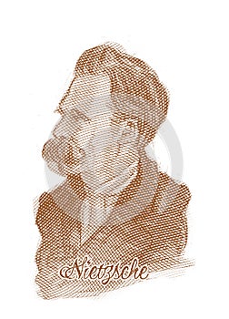 Friedrich Nietzsche Engraving Style Sketch Portrait