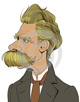 Friedrich Nietzsche portrait in line art illustration. Editable layers.