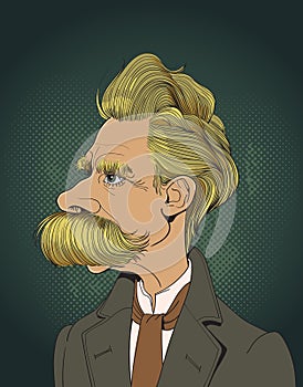 Friedrich Nietzsche portrait in line art illustration. Editable layers.