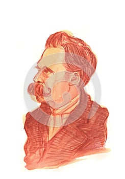 Friedrich Nietzsche Watercolour Portrait