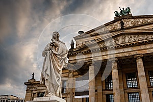 Friedrich Schiller Sculpture and Concert Hall on Gendarmenmarkt