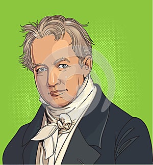 Alexander von Humboldt cartoon portrait photo