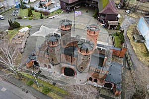 Friedrichsburg gate in Kaliningrad, built in 1852 as part of fortress top view, aerial view