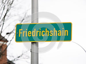 Friedrichshain Sign of the District in Berlin, Germany