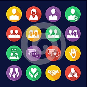 Friend Or Companion Icons Flat Design Circle Set