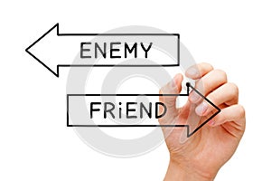 Friend Or Enemy Arrows Concept photo