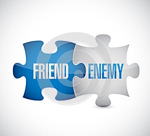 friend and enemy puzzle pieces sign