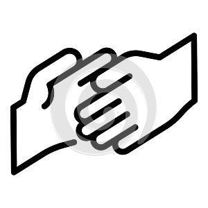 Friend hand help icon, outline style