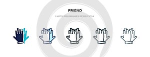 Friend icon in different style vector illustration. two colored and black friend vector icons designed in filled, outline, line