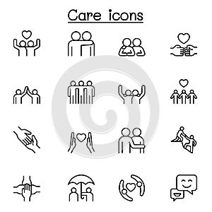 Friend icon set in thin line style