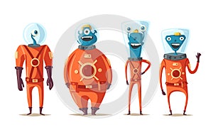 Friendly aliens. Cartoon vector illustration