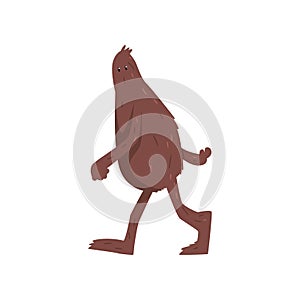 Friendly bigfoot cartoon character walking vector Illustration on a white background