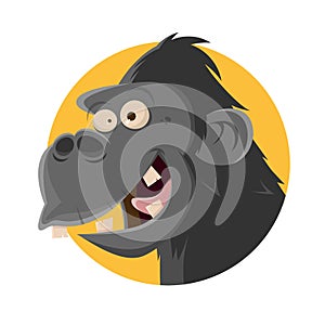 Friendly cartoon ape in a badge