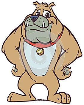 Friendly Cartoon Bulldog Mascot with Hands on Hips